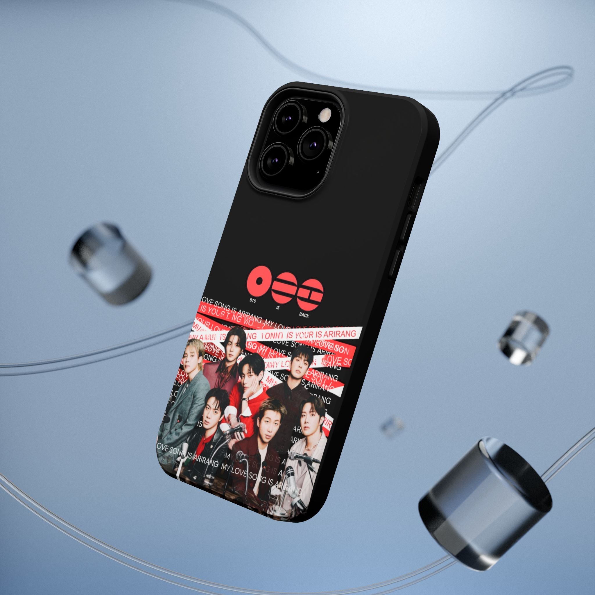 Printify BTS ARIRANG K-Pop Boy Band phone case featuring fanmade Bangtan Boys concert design, impact-resistant phone cover.