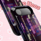 Neon Korean script BTS phone case for iPhone and Samsung with impact-resistant design, featuring bold neon lettering and BTS branding.