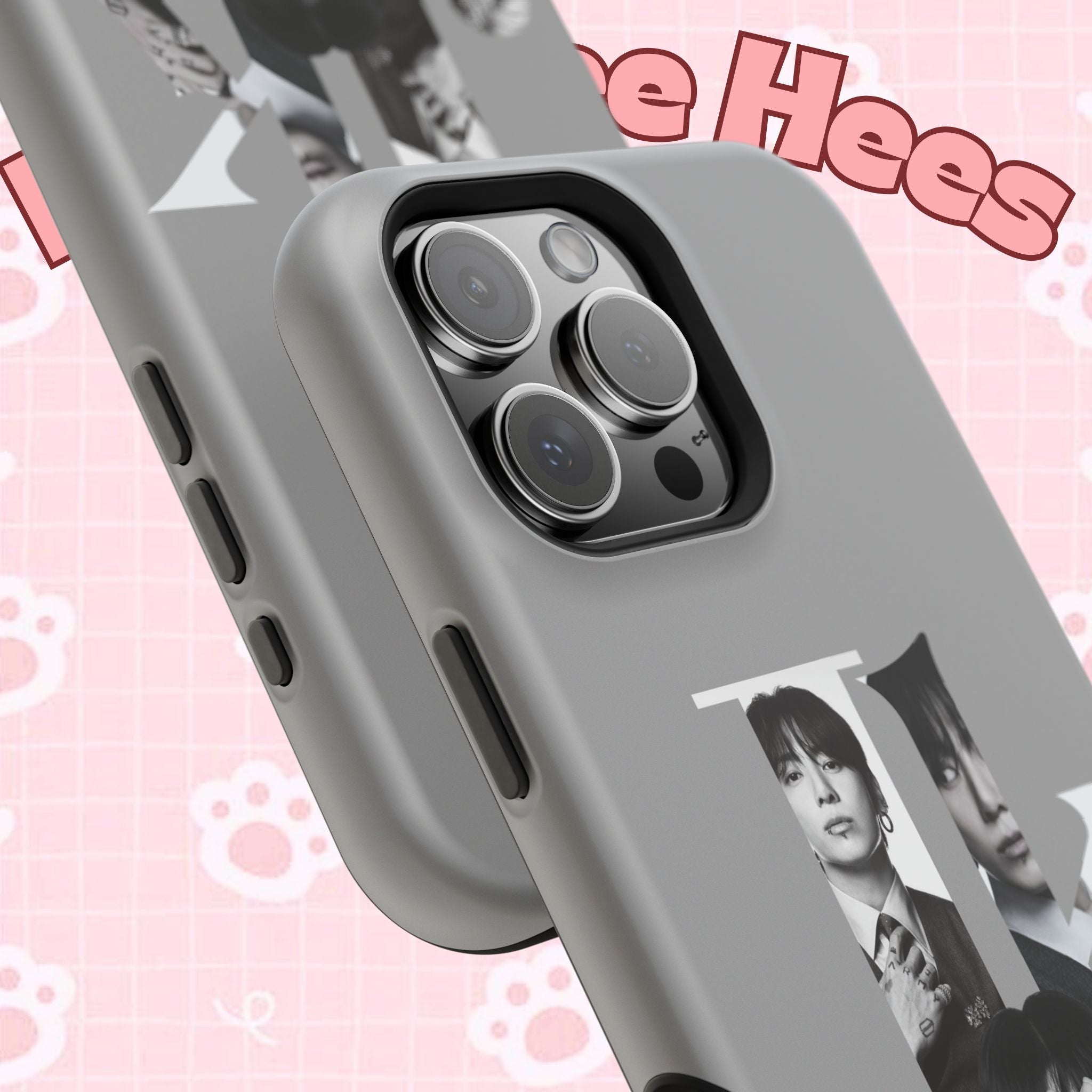 Monochrome BTS Jungkook phone case featuring Impact-Resistant design by Printify, showcasing a sleek, stylish look for fans.