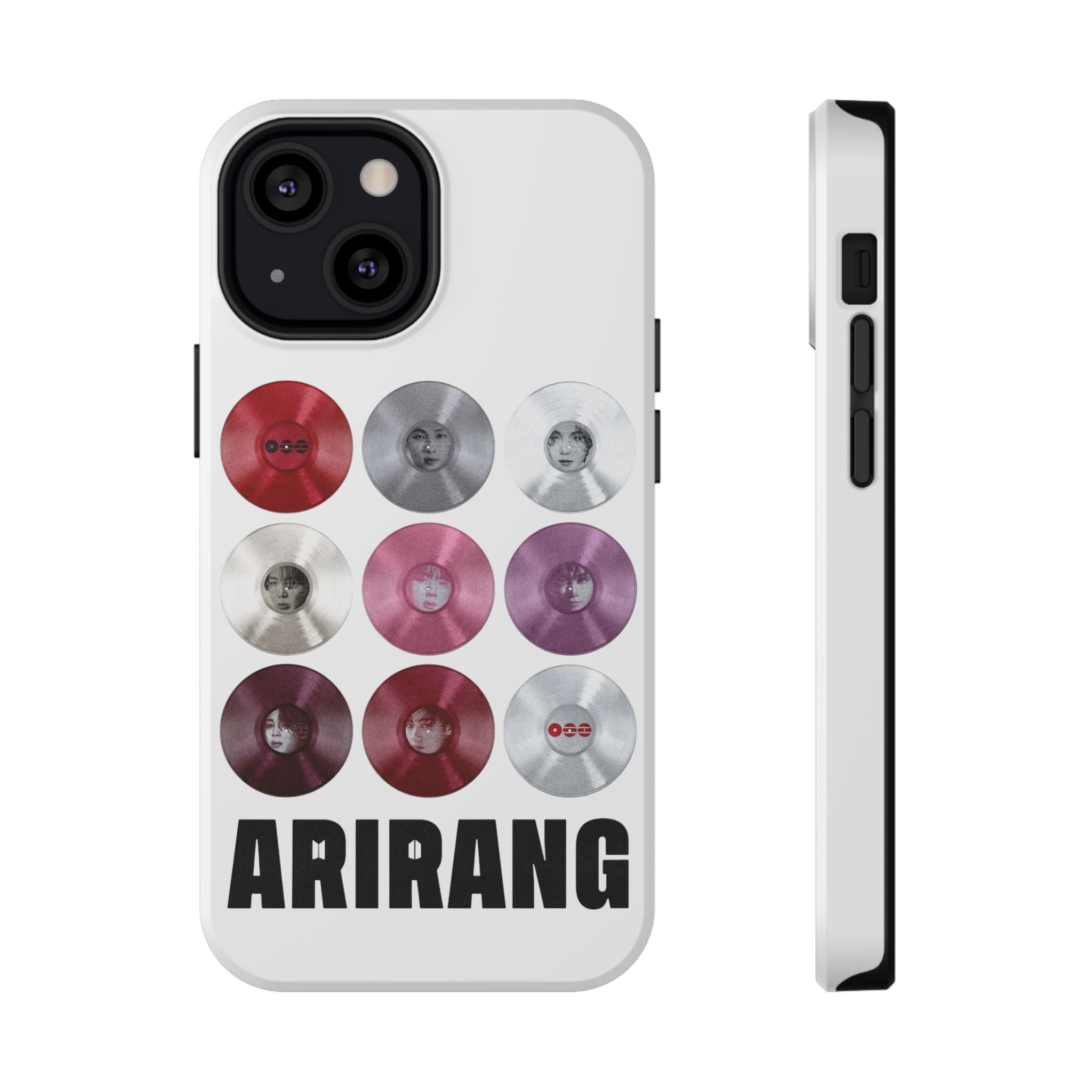 Impact-resistant phone case featuring Bangtan Arirang BTS vinyl record grid design, by Printify, for fans of BTS fan merchandise.