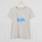 Women's BTS Sailboat Script Logo T-shirt featuring Bangtan World Tour design, cotton fabric, perfect for concert and casual wear.