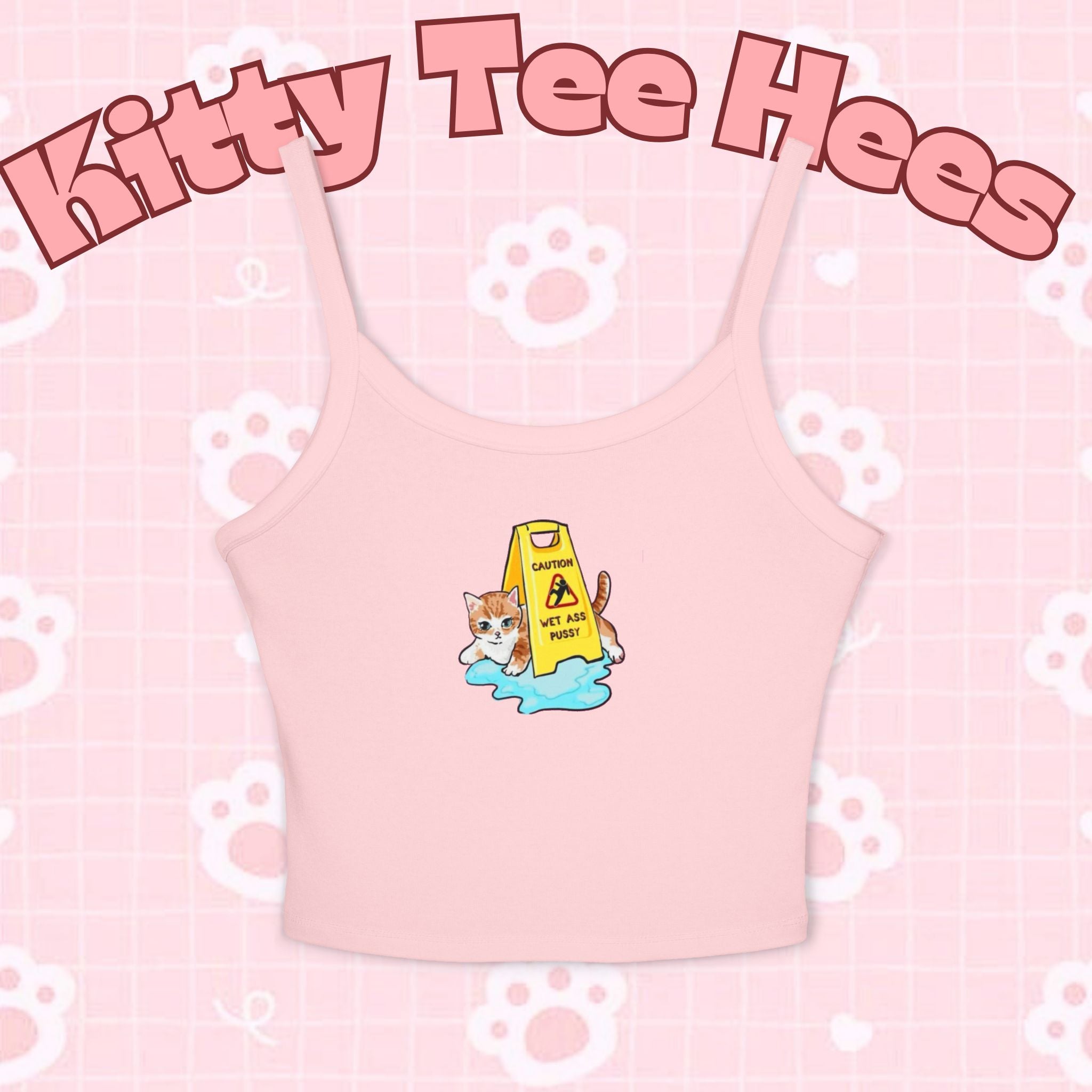 Cute cat warning tank top for women, featuring playful cat graphics and spaghetti straps, perfect for summer wear and pet lovers.