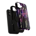 Neon Korean script print on impact-resistant BTS phone case for iPhone and Samsung, featuring Bangtan Sonyeondan design.