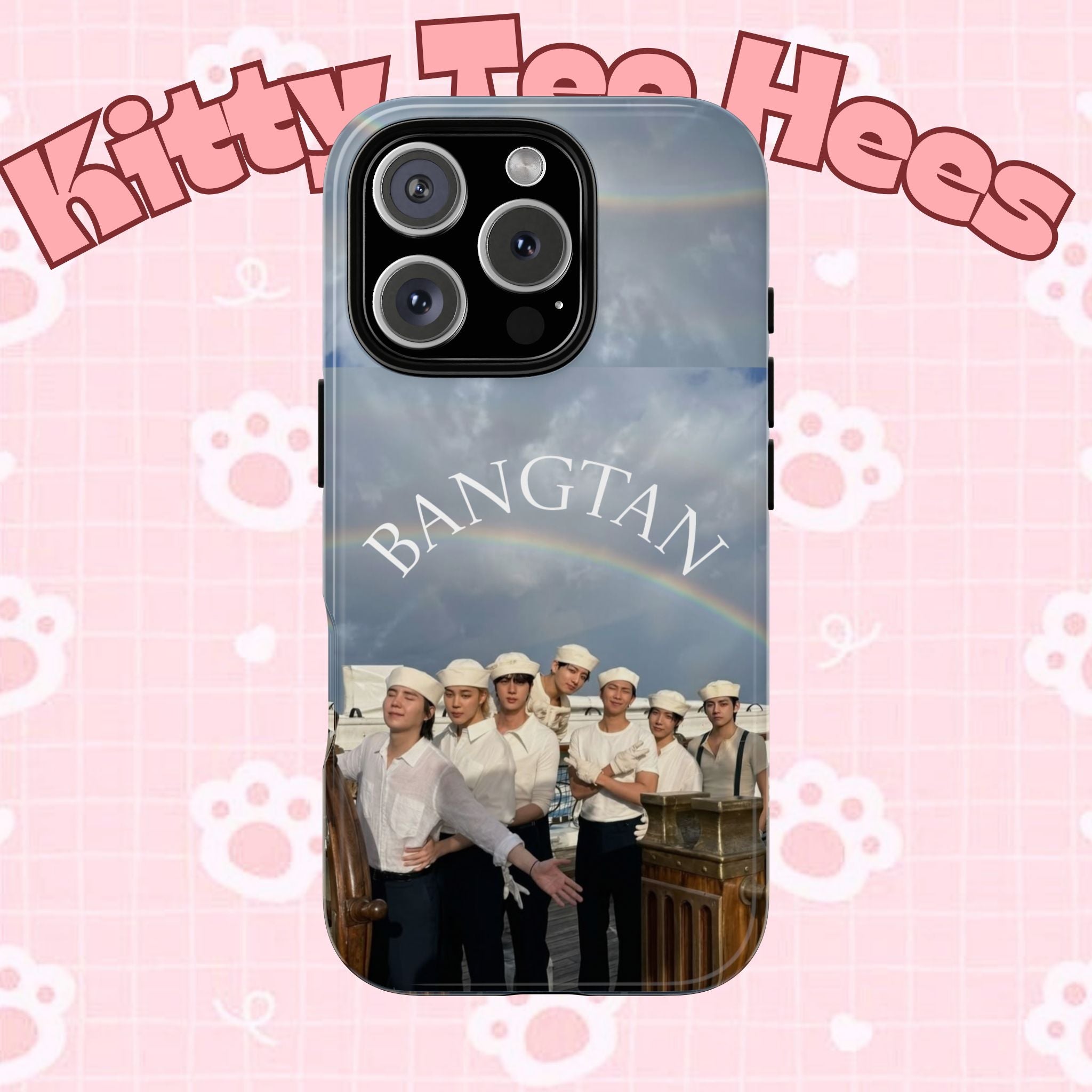 Cute Bangtan Sailor iPhone and Samsung phone case featuring BTS Swim design by Printify, with colorful sailor-themed artwork.