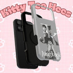 Monochrome BTS Jungkook phone case with letter design, impact-resistant Printify protective case for smartphone.