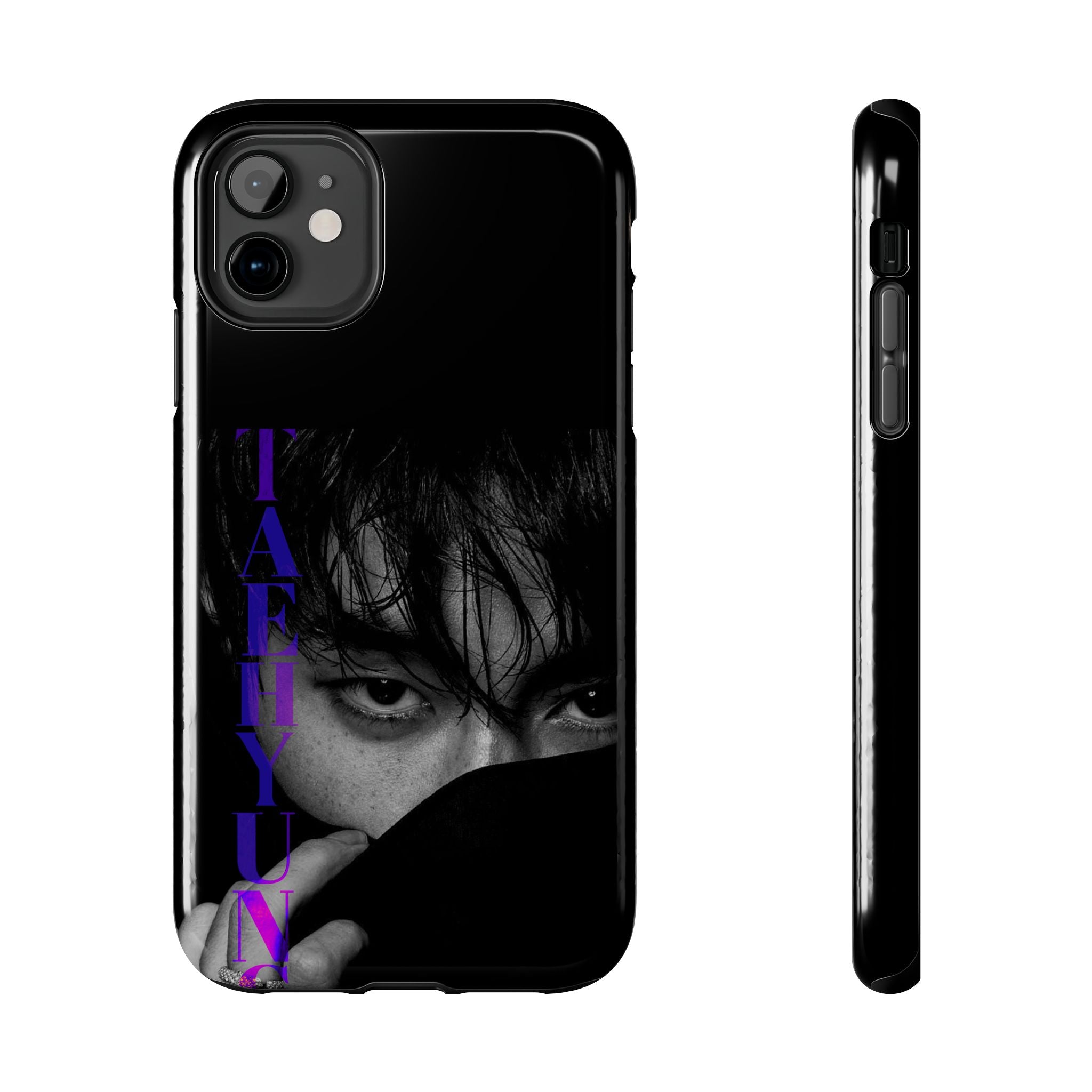 Dark Bangtan BTS Taehyung (V) phone case for iPhone and Samsung, featuring a stylish Kim Taehyung design by Printify.