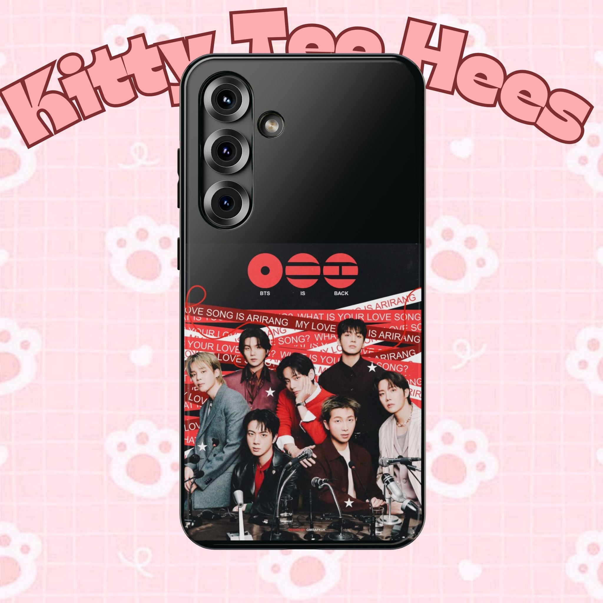 Printify BTS Arirang phone case featuring Bangtan concert design, impact-resistant K-Pop band photo phone cover.