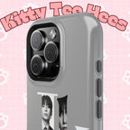 Monochrome BTS Jungkook phone case by Printify featuring impact-resistant design and bold letter branding for BTS fans.