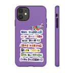 BTS member names phone case featuring Jungkook, Jimin, and Rap Monster for iPhone 17, durable Printify tough case.