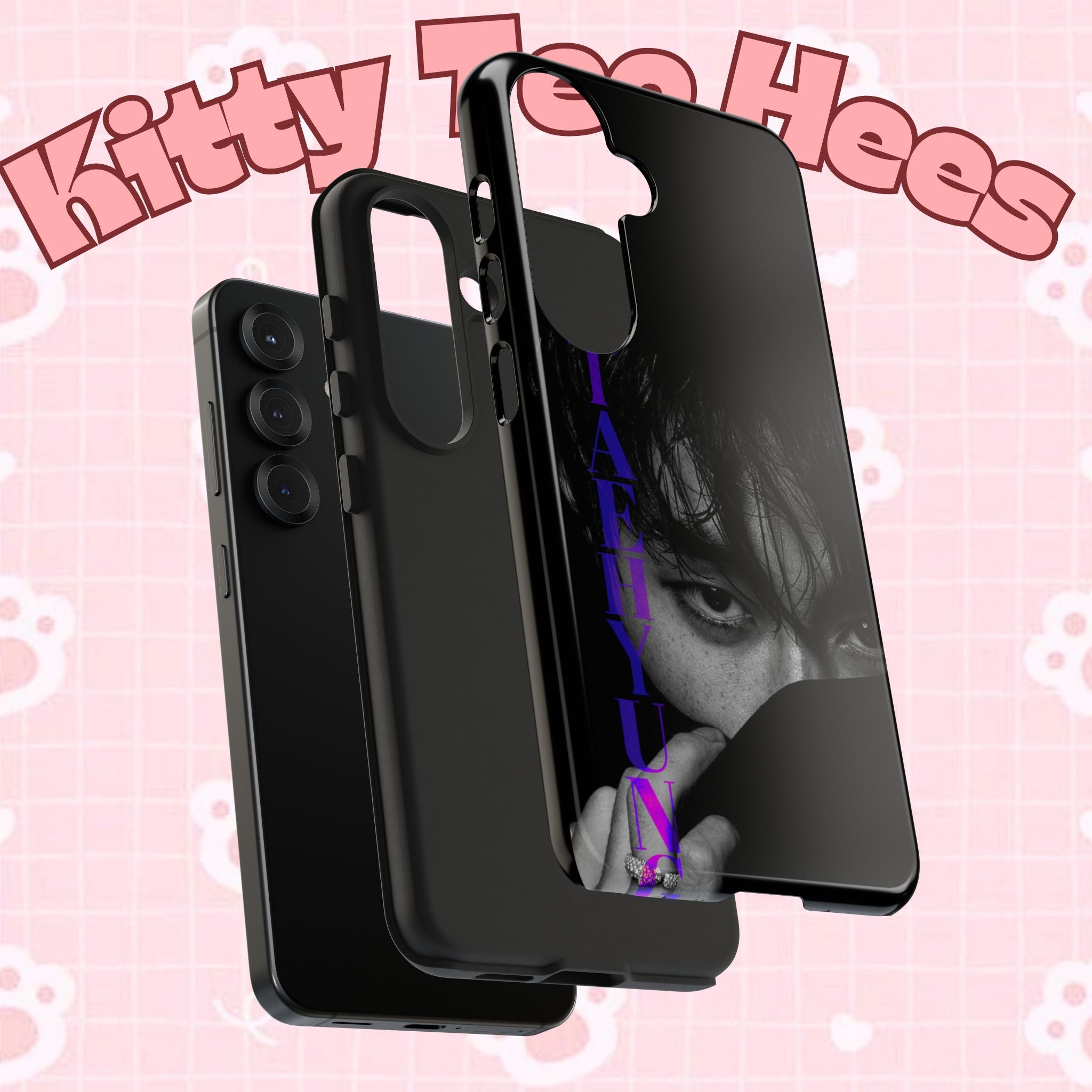 BTS Taehyung (V) phone case with dark Bangtan design for iPhone and Samsung, featuring Kim Taehyung from BTS.