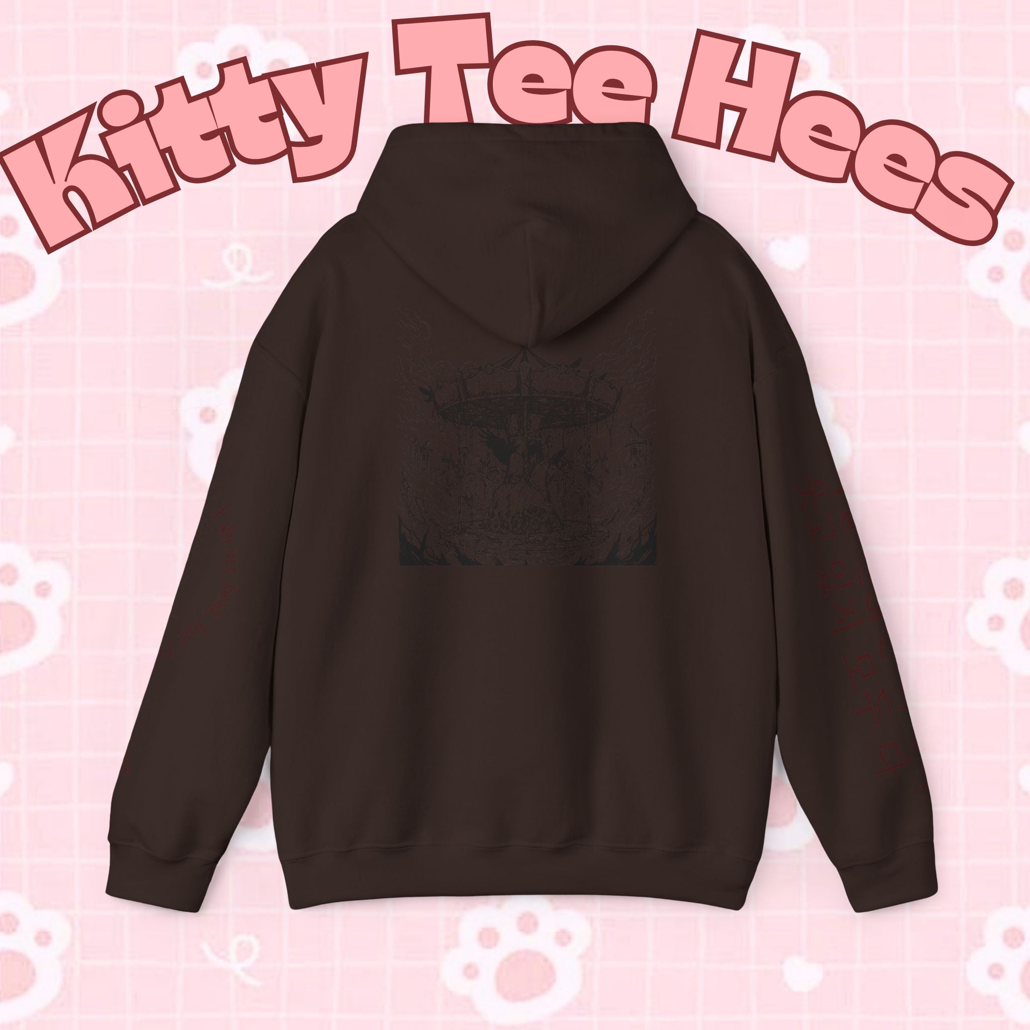 BTS Merry-go-round Arirang 2026 hoodie with carousel illustration, Korean script sleeves, and BTS lyric design by Printify.