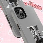 Monochrome BTS Jungkook phone case with letter design, impact-resistant Printify brand for Samsung or iPhone models.