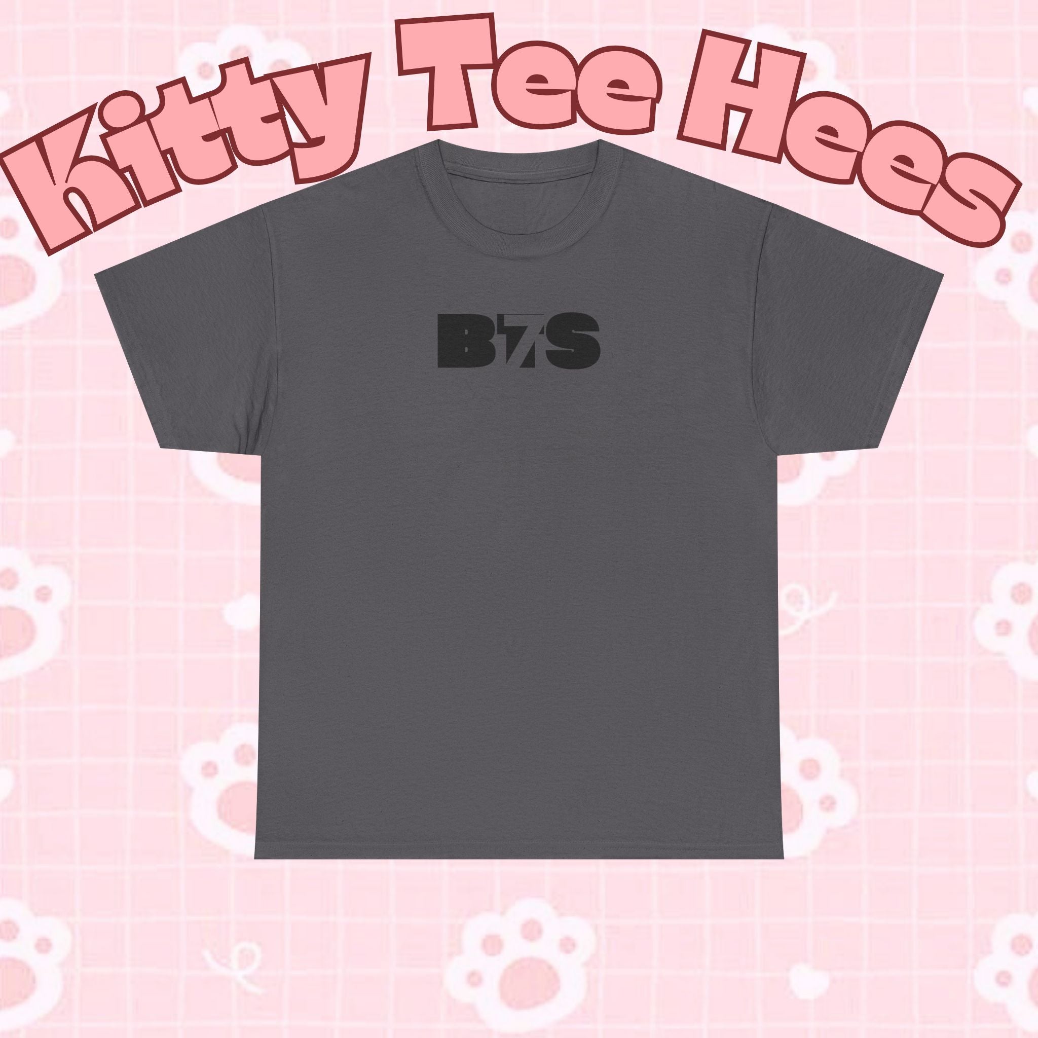 Black BTS Logo T-Shirt by Printify featuring a minimal Bangtan emblem on the front, casual K-pop band fashion.