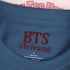 Bangtan Arirang Cool Flame Logo T-Shirt featuring Bangtan back print, made by Printify, casual unisex cotton tee with flame logo design.