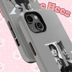 Printify monochrome BTS Jungkook phone case with letter design, impact-resistant, featuring a sleek black and white aesthetic.