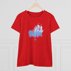 Women's BTS Sailboat Script Logo T-shirt featuring Bangtan World Tour design, cotton fabric, perfect for concert fans.