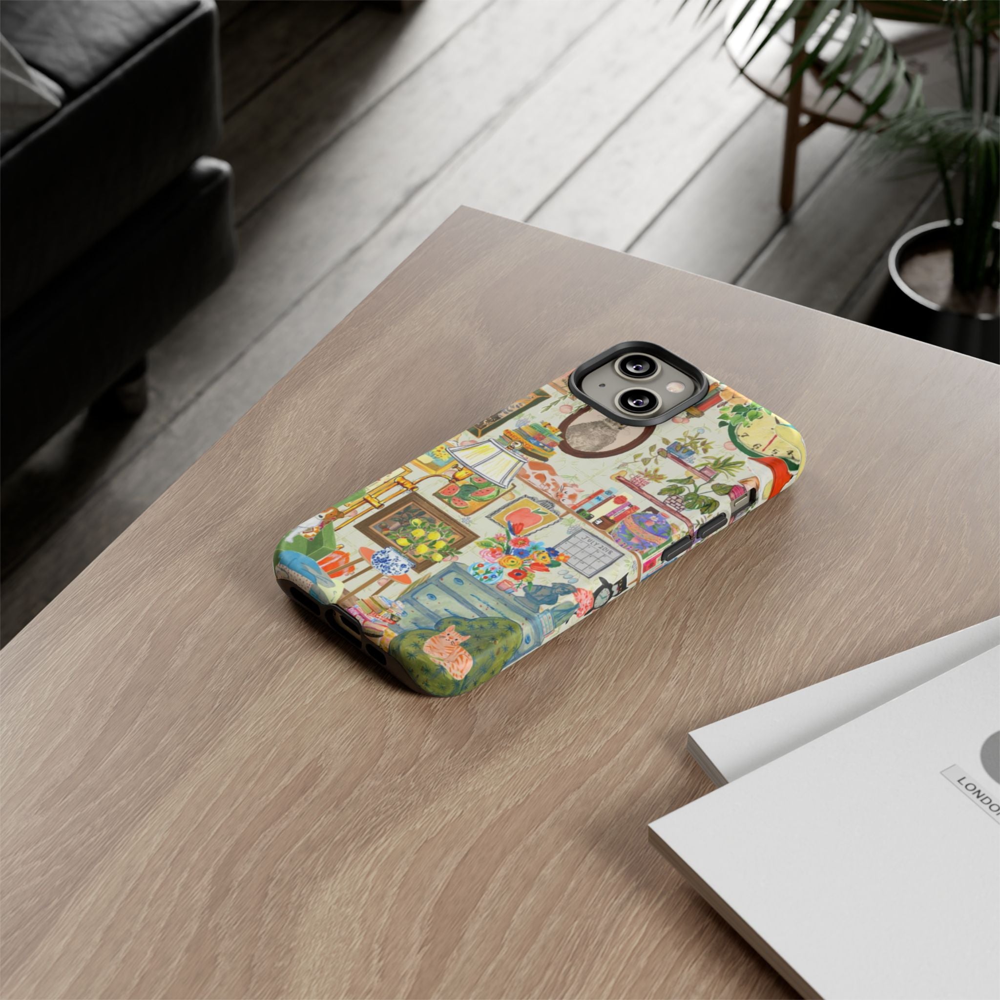 Cute cat portrait phone case for iPhone 17 by Printify, featuring a cozy, stylish design with a framed pet image.