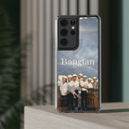 Clear impact-resistant Bangtan swim phone case featuring cute K-pop design, compatible with smartphones.