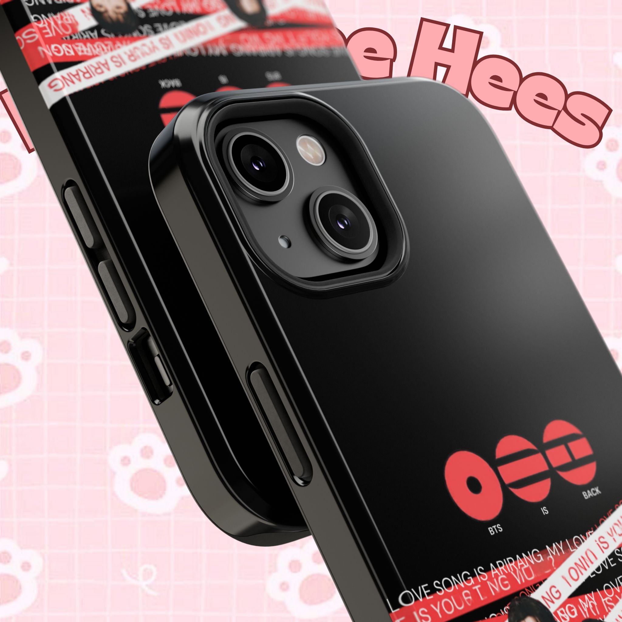 K-Pop BTS Bangtan phone case with fanmade concert design, impact-resistant cover featuring BTS Arirang photo, Printify brand.