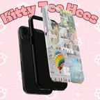 Printify BTS collage phone case for iPhone and Samsung featuring pastel hot air balloon and K-pop photo collage design