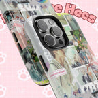 K-Pop BTS collage phone case for iPhone and Samsung with pastel hot air balloon design, featuring a colorful photo collage.