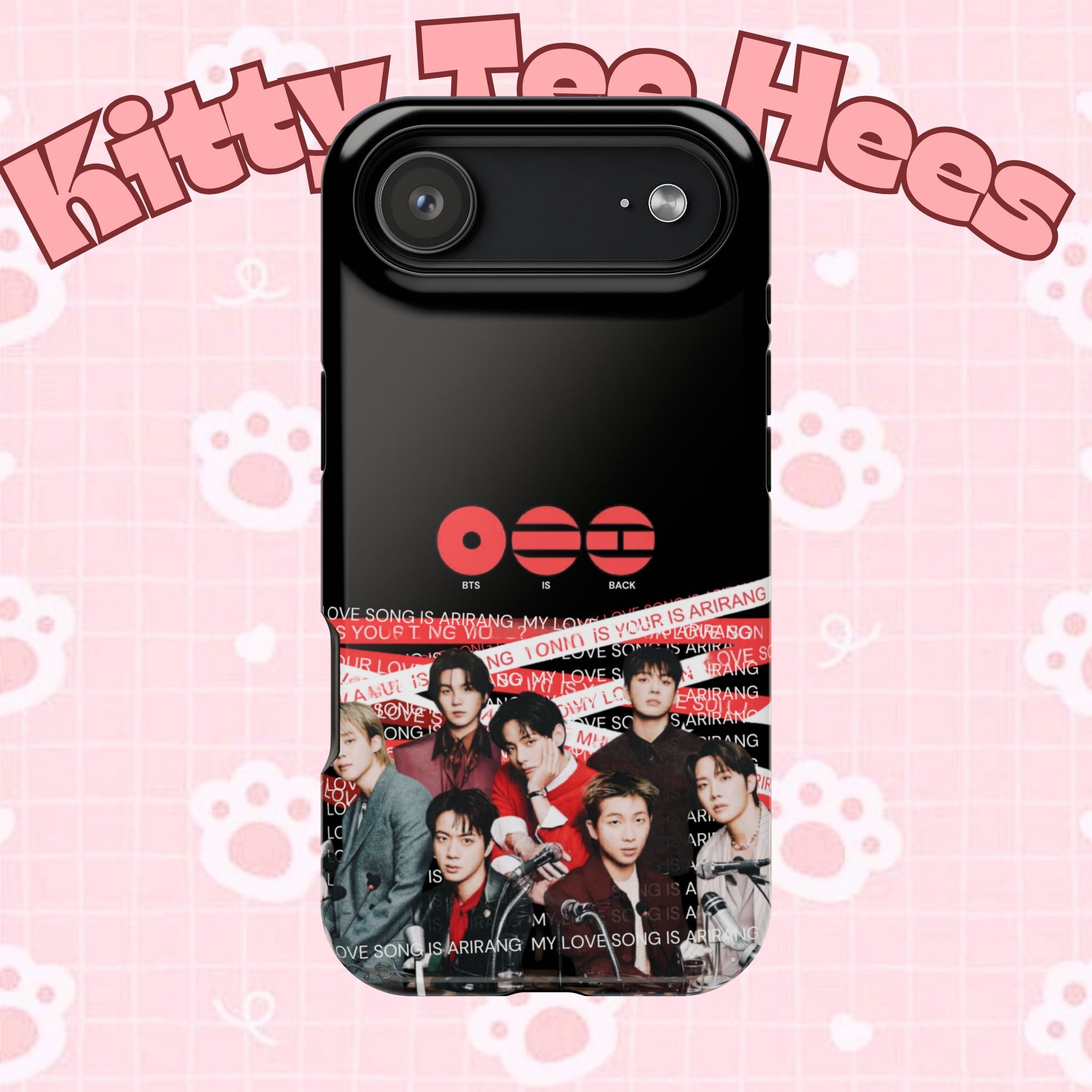K-Pop BTS Bangtan phone case with concert fanmade design, impact-resistant, featuring band photo, for iPhone or Android devices