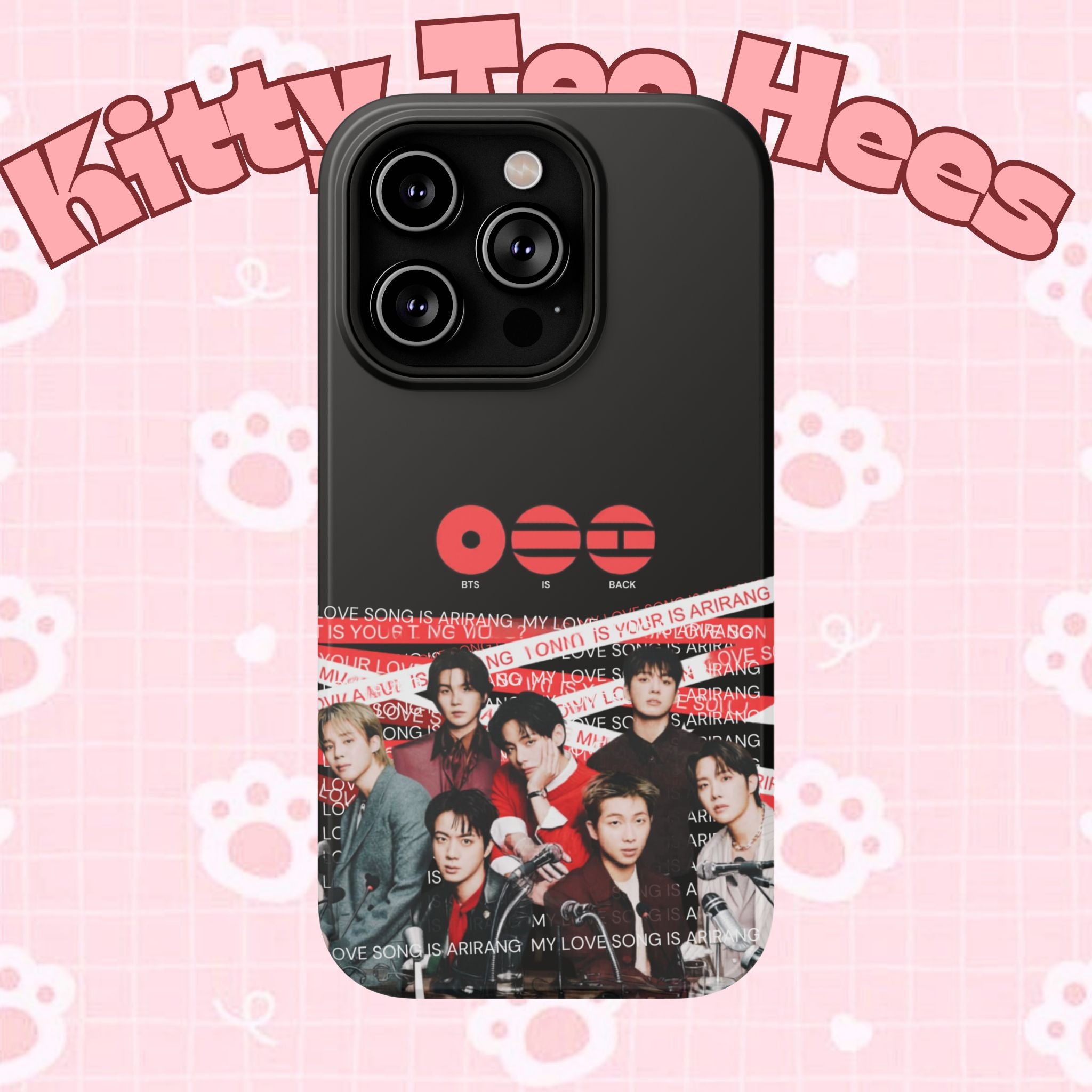 Impact-resistant phone case featuring BTS Bangtan Boys fanmade concert design with K-pop band photo and vibrant graphics.