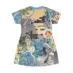 Blue Koi T-Shirt Dress, Maximalist Fashion - Kitty TeeHees