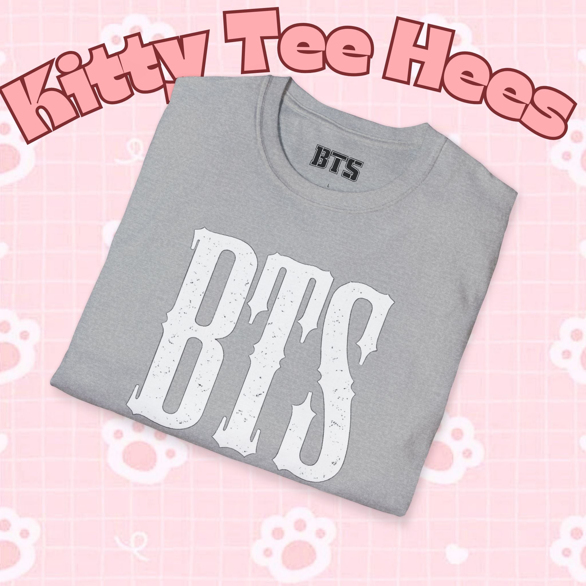Printify BTS classic T-shirt featuring a simple outline graphic of Bangtan Boys, casual K-Pop band tee for fans.