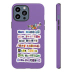 BTS member names phone case featuring Jungkook, Jimin, and Rap Monster, compatible with iPhone 17, durable tough case by Printify.