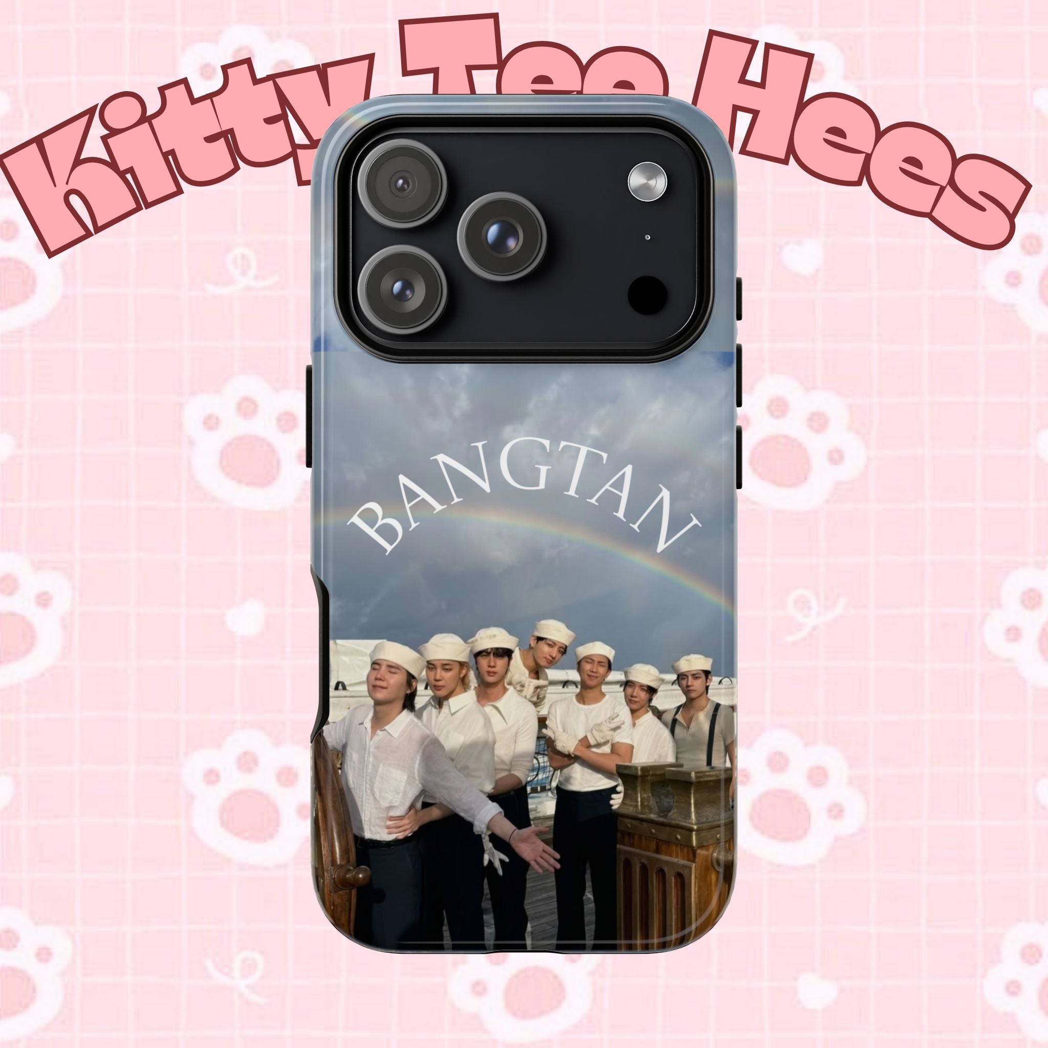 Cute Sailor BTS Swim phone case for iPhone and Samsung, featuring colorful Bangtan Sailor design by Printify.