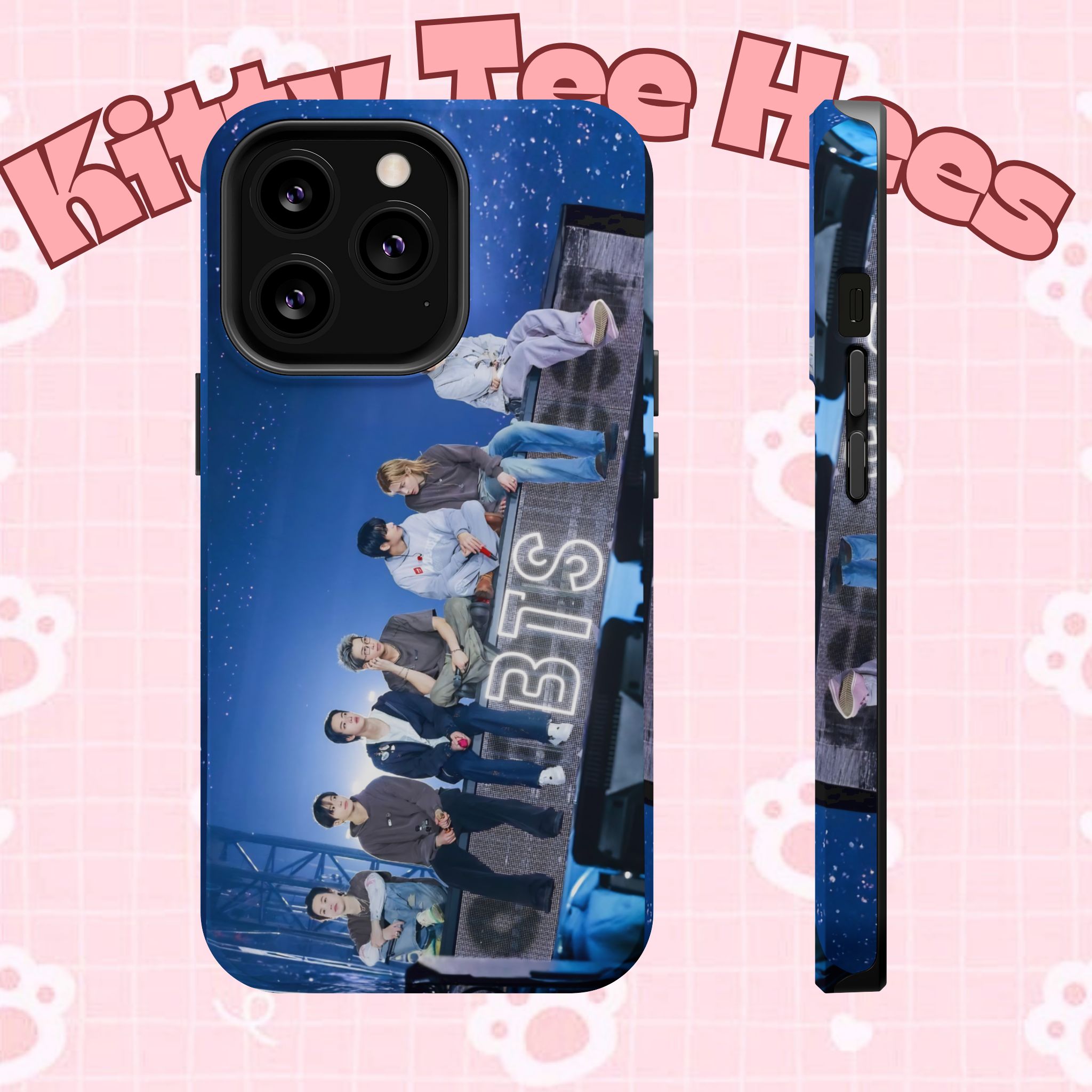 Printify BTS Bangtan World Tour Arirang impact-resistant phone case for iPhone 17 and Samsung Galaxy 26 Ultra, featuring tour-themed design.