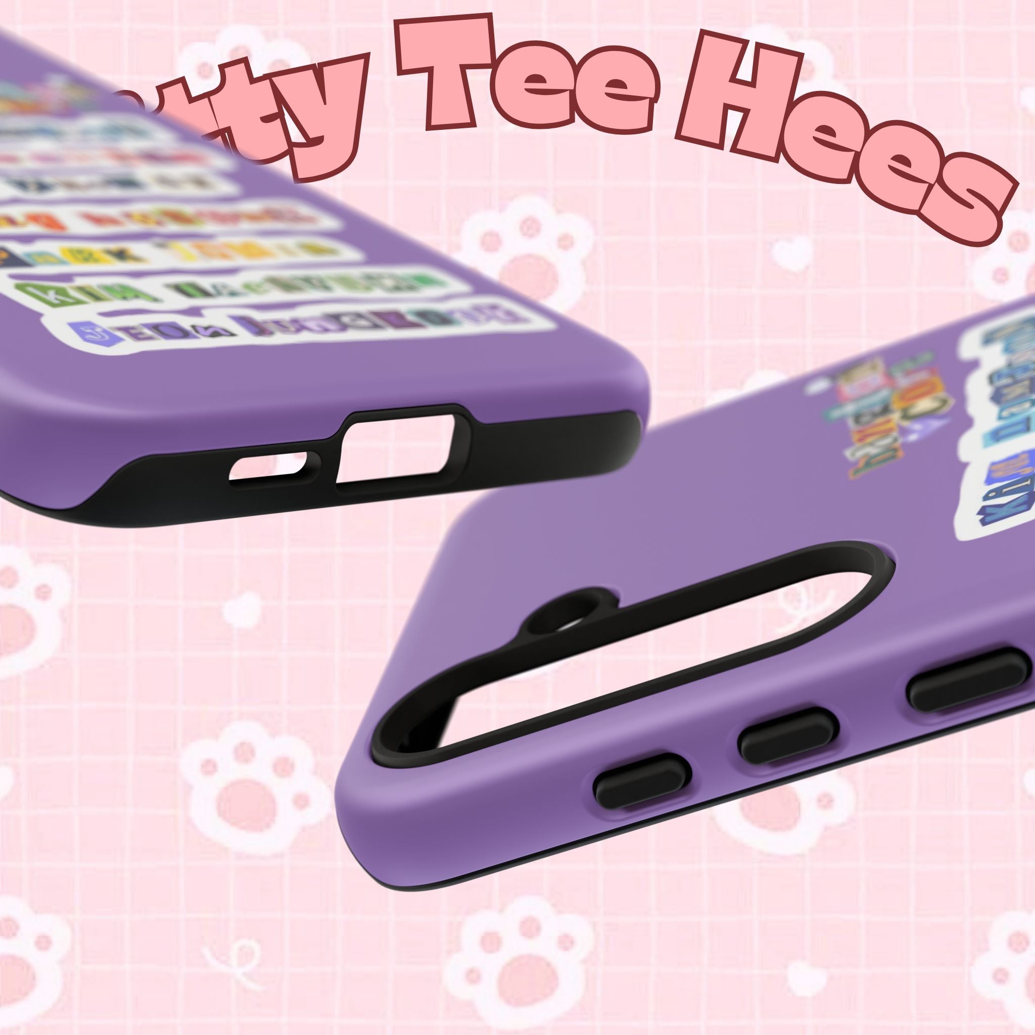 Custom phone case featuring BTS members Jungkook, Jimin, and RM for iPhone 17, with a tough protective design.