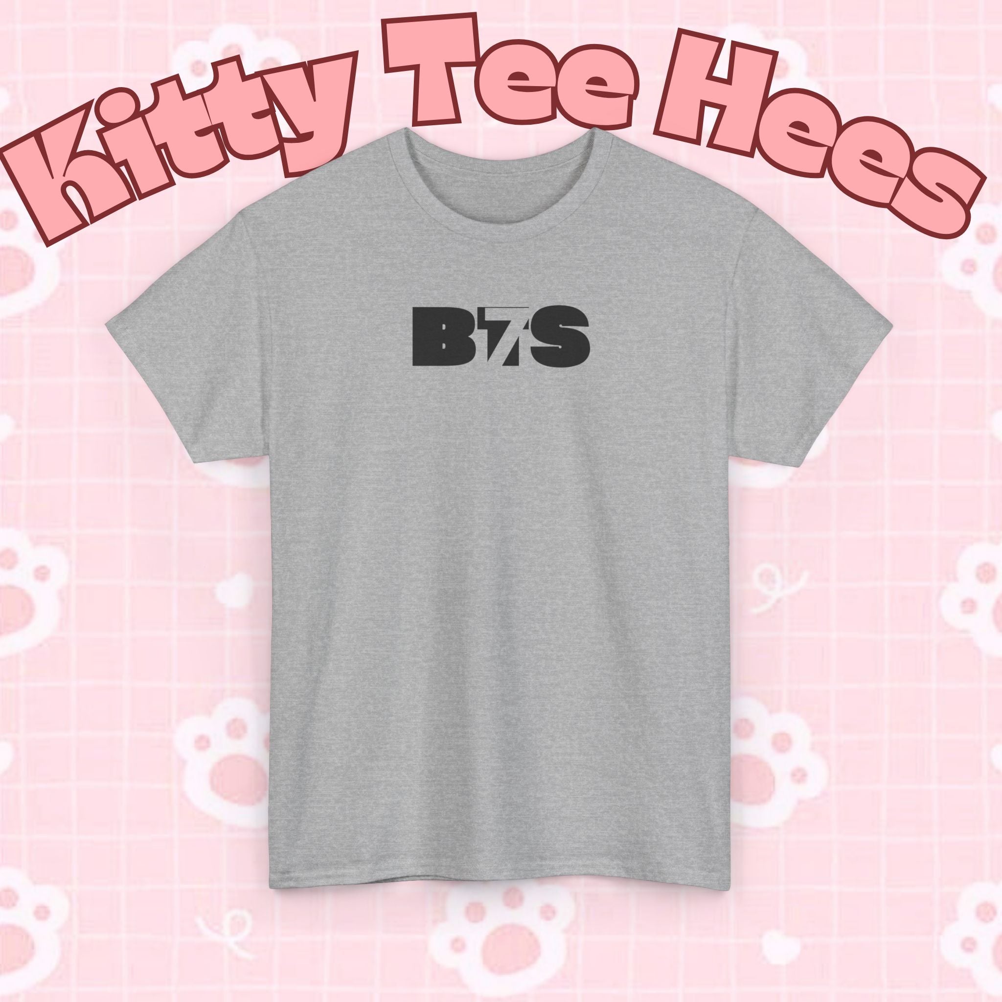 Black BTS logo T-shirt by Printify, minimal Bangtan K-Pop band emblem on the front, casual style, unisex fit.