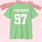 Custom BTS T-shirt featuring Jungkook, Jimin, V, J-Hope, RM, Suga, Jin, and Bangtan Boys for K-pop concert 2026.