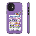 BTS member names phone case with Jungkook, Jimin, and Rap Monster, designed for iPhone 17, featuring tough protective case by Printify.