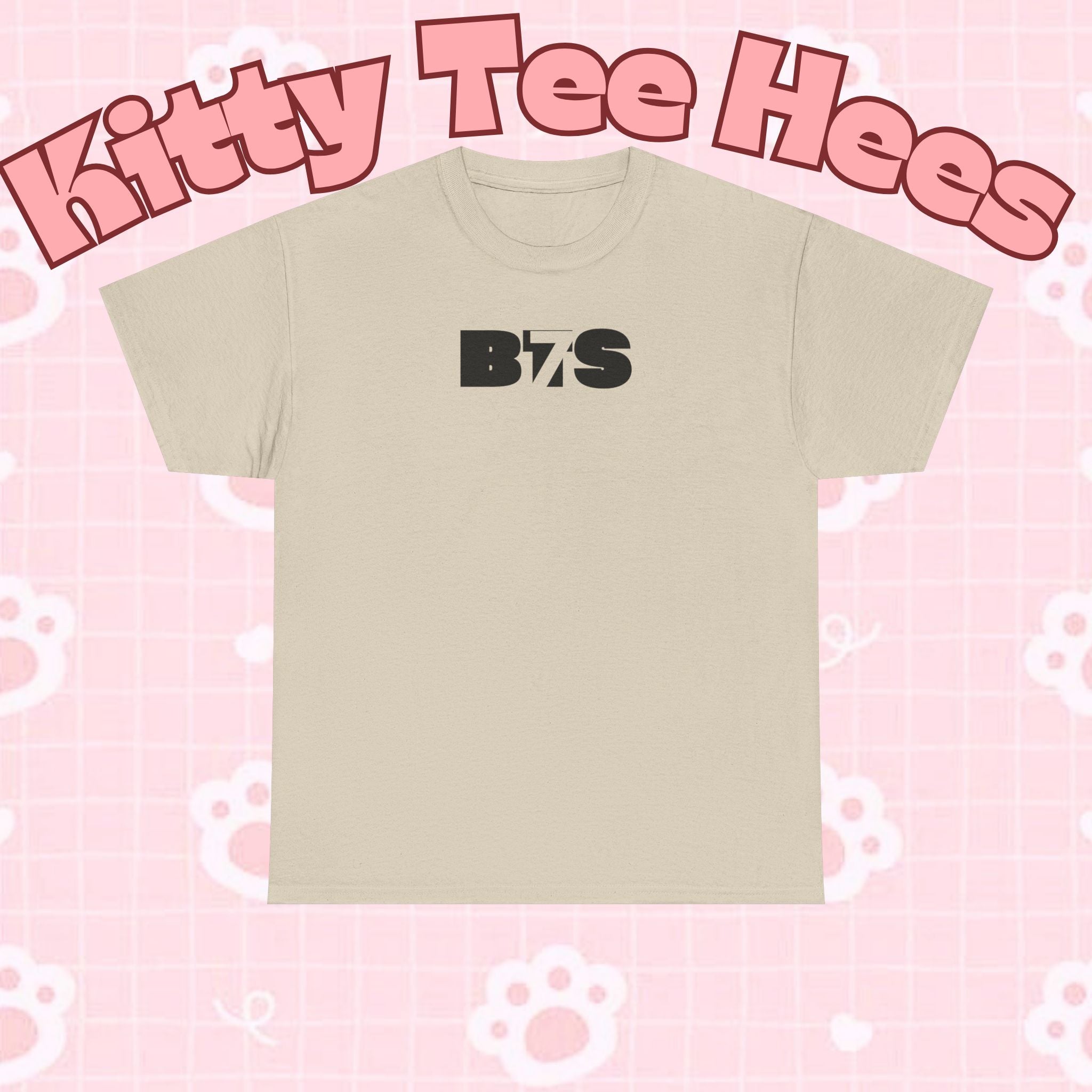Black BTS logo T-shirt by Printify featuring a minimal Bangtan emblem, casual K-pop band shirt for fans.