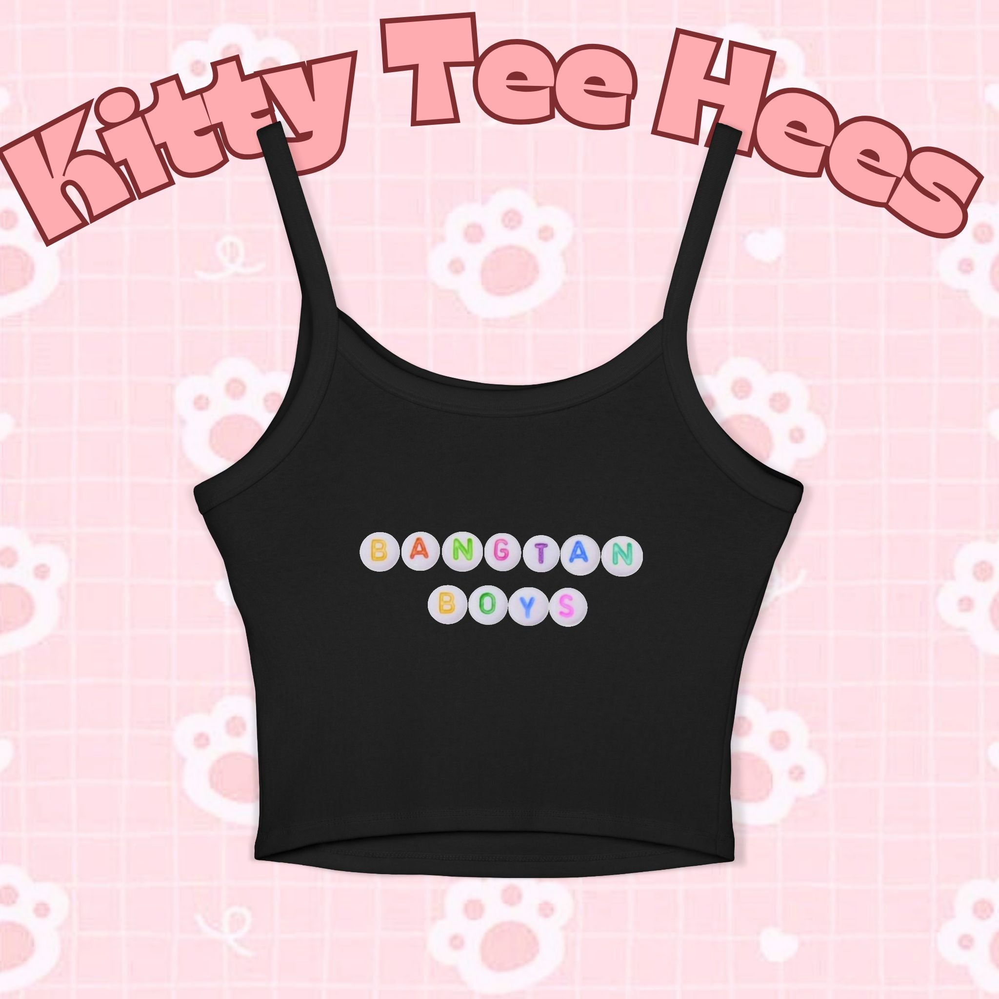 Kids' BTS tank top featuring a retro television graphic design, colorful BTs tee, by Printify, perfect for K-pop fans.