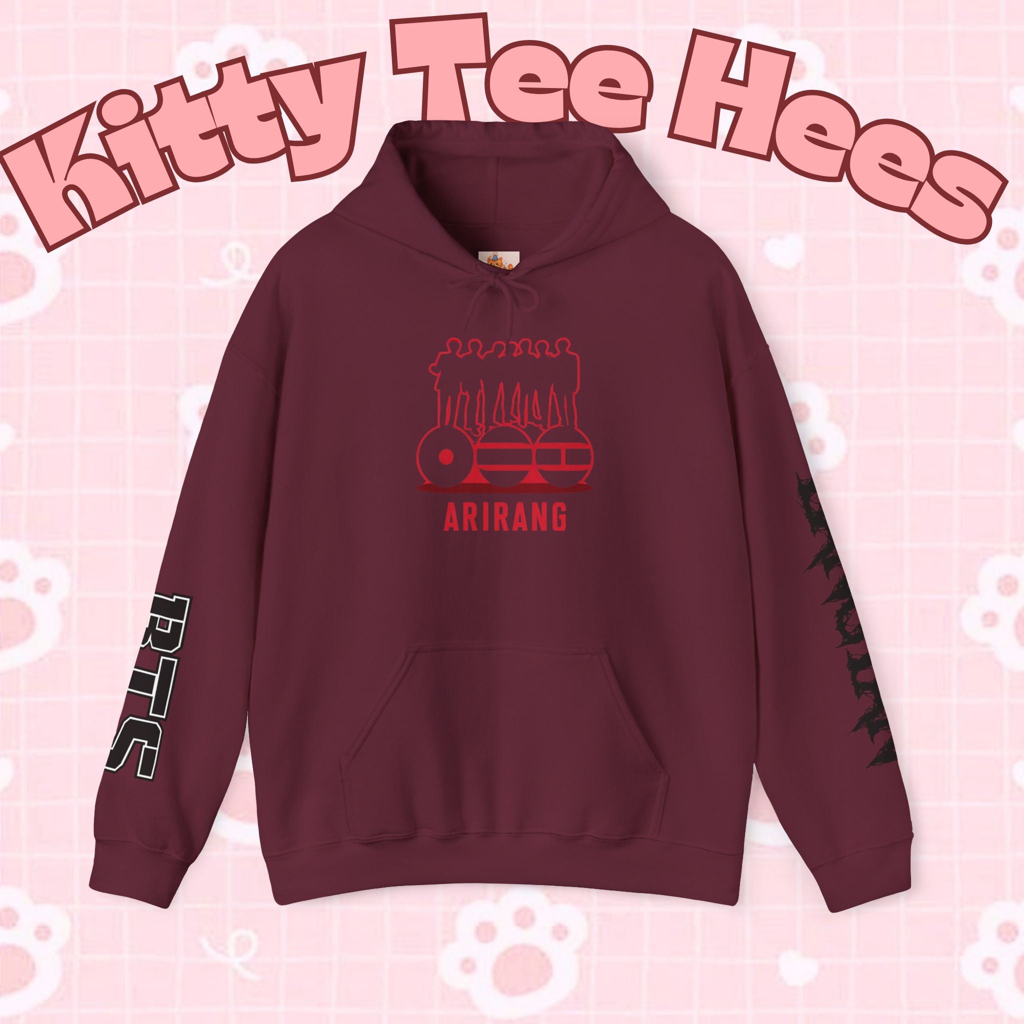 ARIRANG BTS world tour hoodie featuring a Bangtan sleeve design, casual printed sweatshirt with graphic BTS-themed artwork.