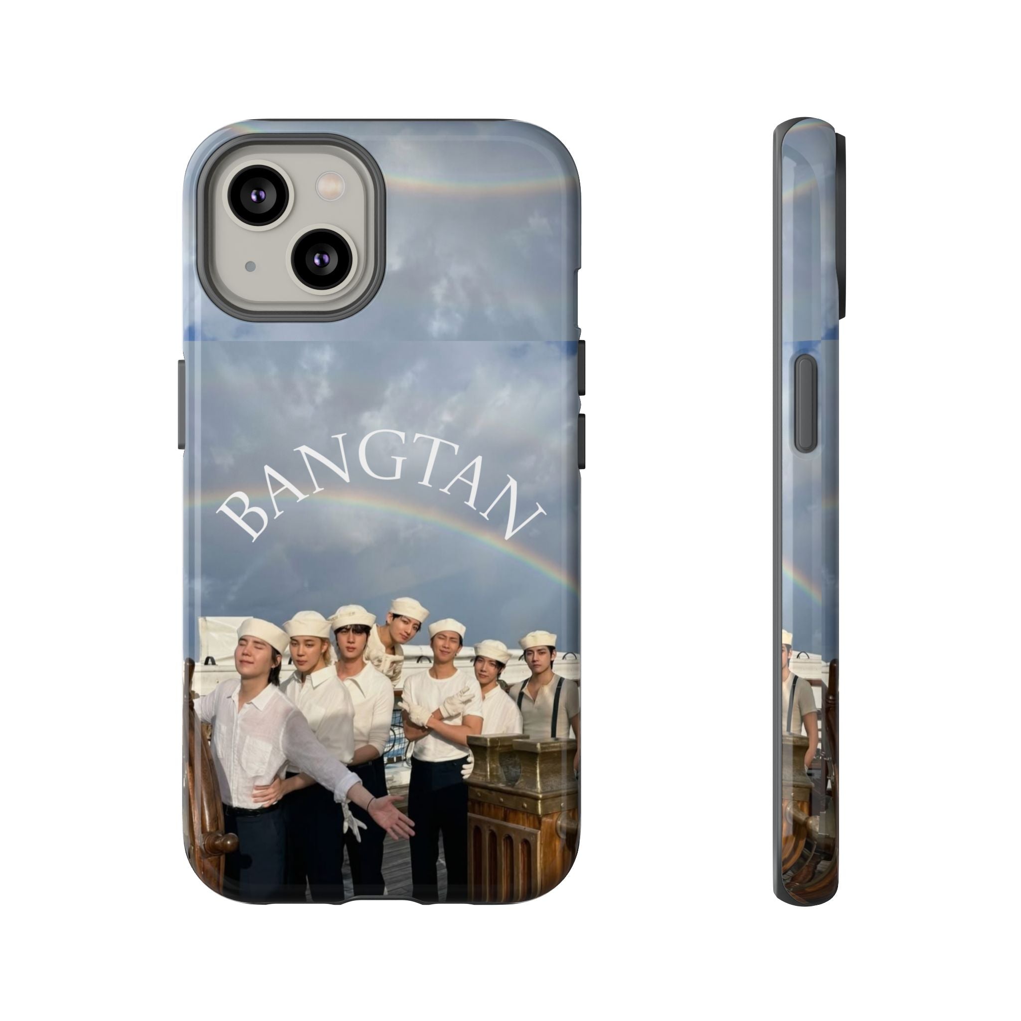 Cute Sailor Bangtan BTS Swim phone case for iPhone and Samsung, featuring sailor-themed design by Printify.