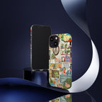 Cute cat portrait phone case for iPhone 17, stylish Printify pet-themed design in a cozy living room setting.