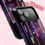 Neon Korean script BTS phone case for iPhone and Samsung, impact-resistant design with Bangtan Sonyeondan branding by Printify