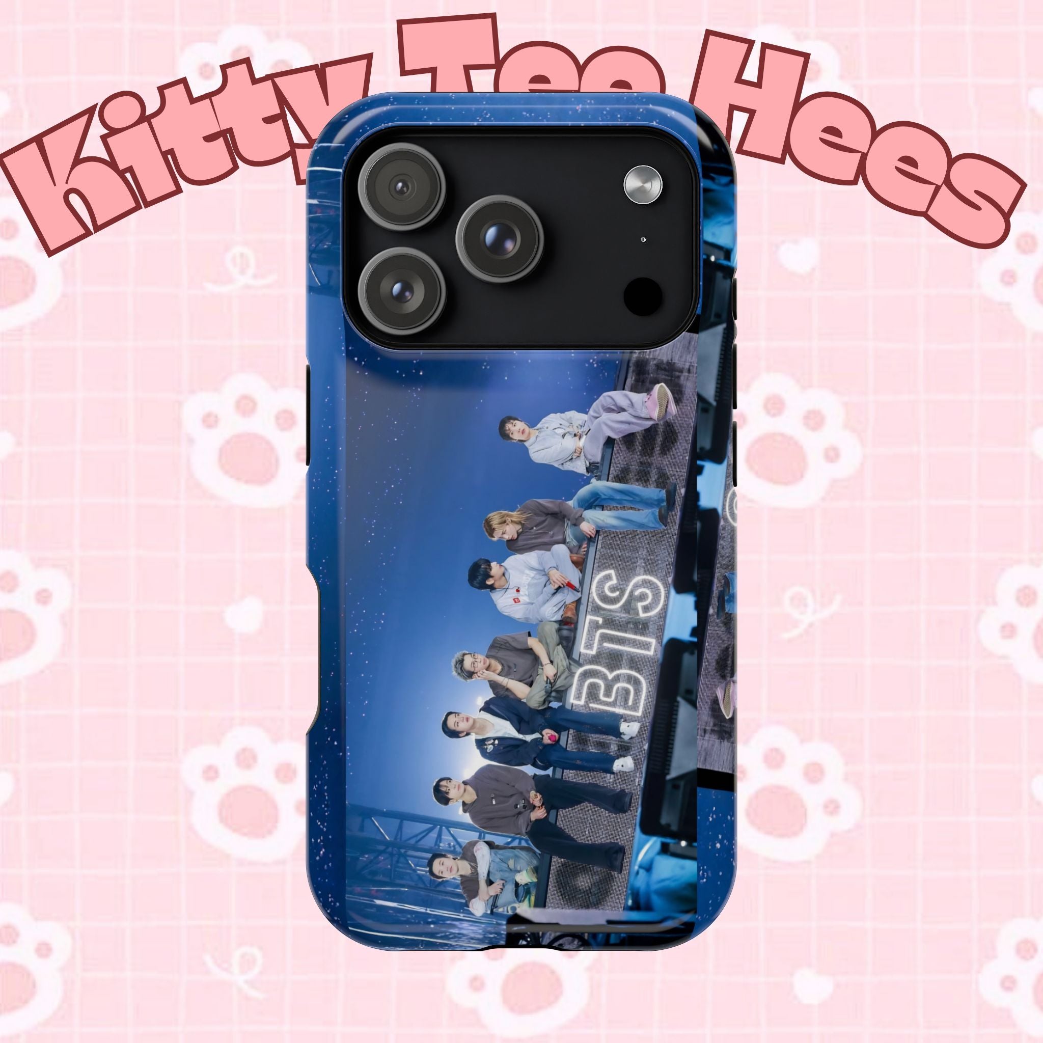 Printify BTS Bangtan World Tour Arirang impact-resistant phone case for iPhone 17 and Samsung Galaxy S26 Ultra with vibrant tour design.