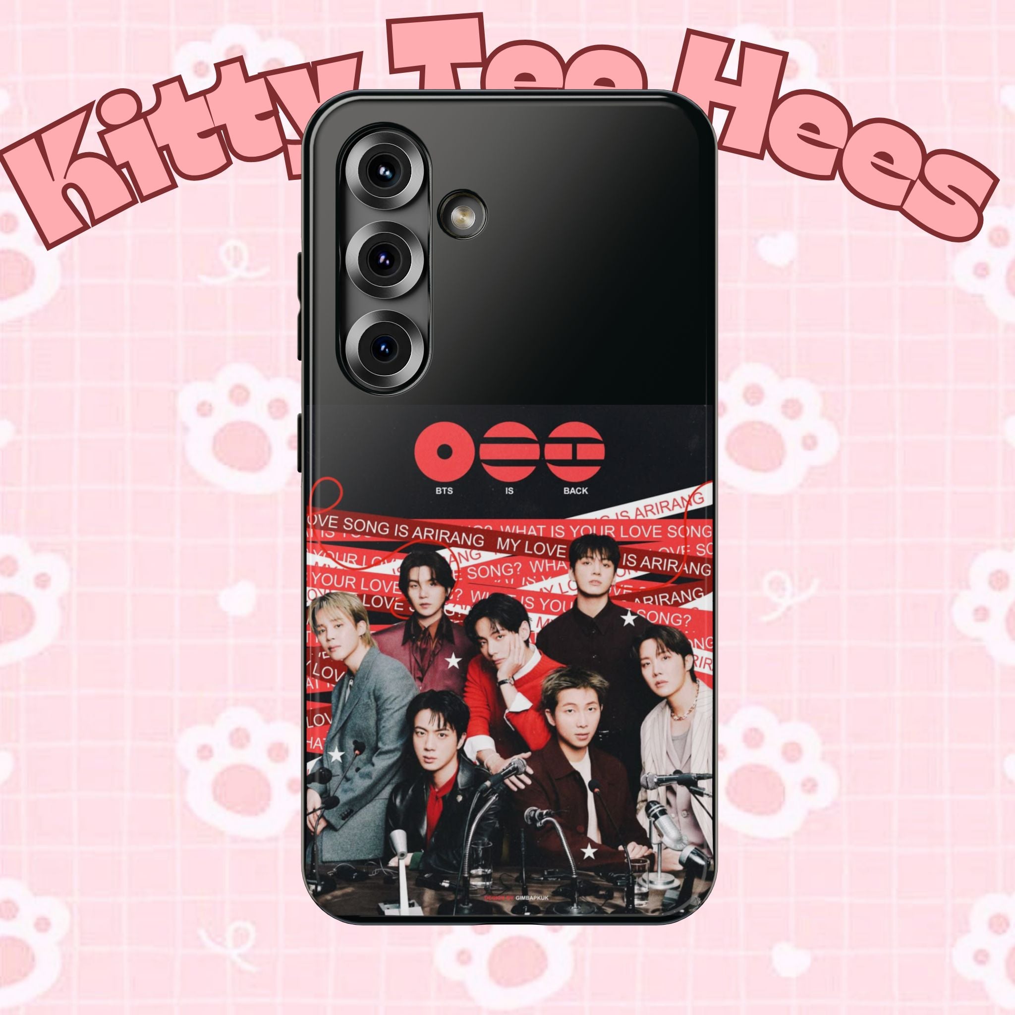 Printify BTS Arirang phone case featuring Bangtan concert design, impact-resistant K-Pop band photo phone cover.