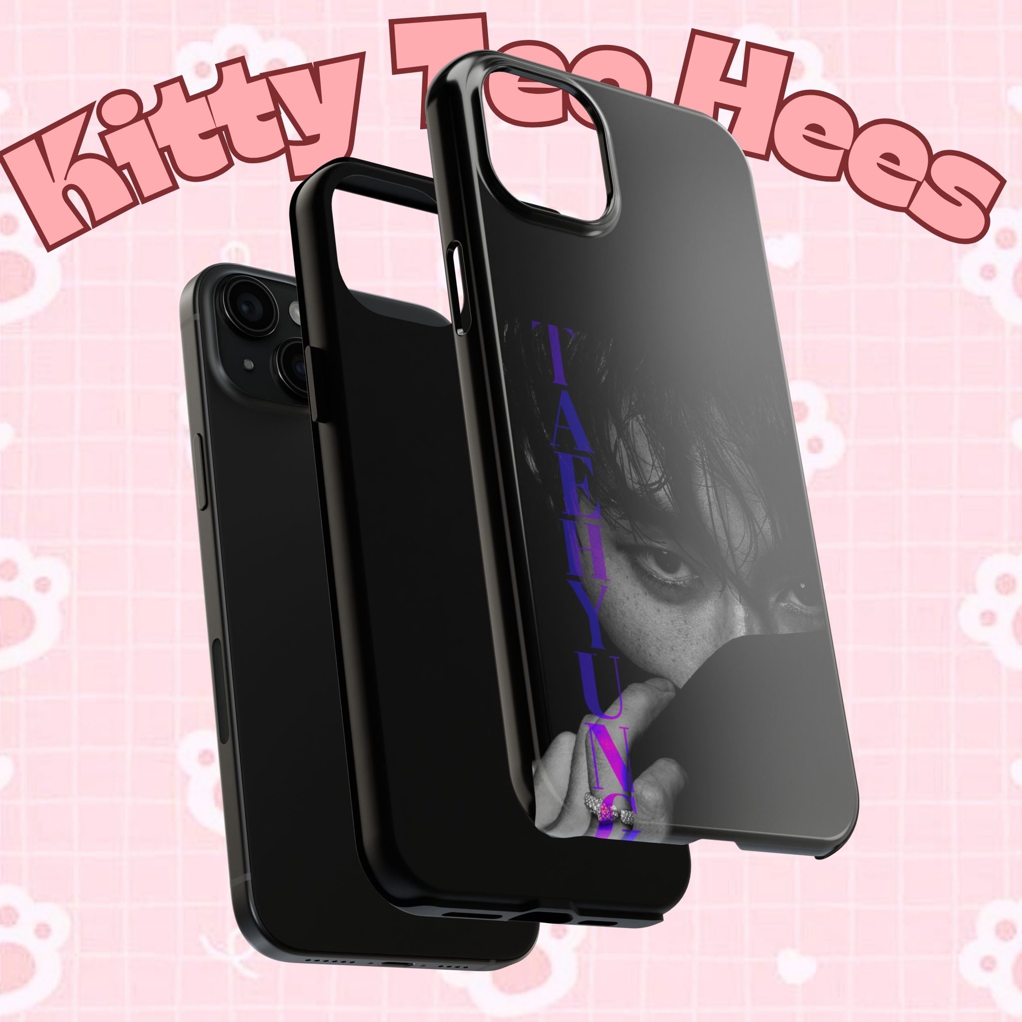 BTS Taehyung (V) tough phone case with dark Bangtan design for iPhone and Samsung phones, featuring Kim Taehyung from BTS.