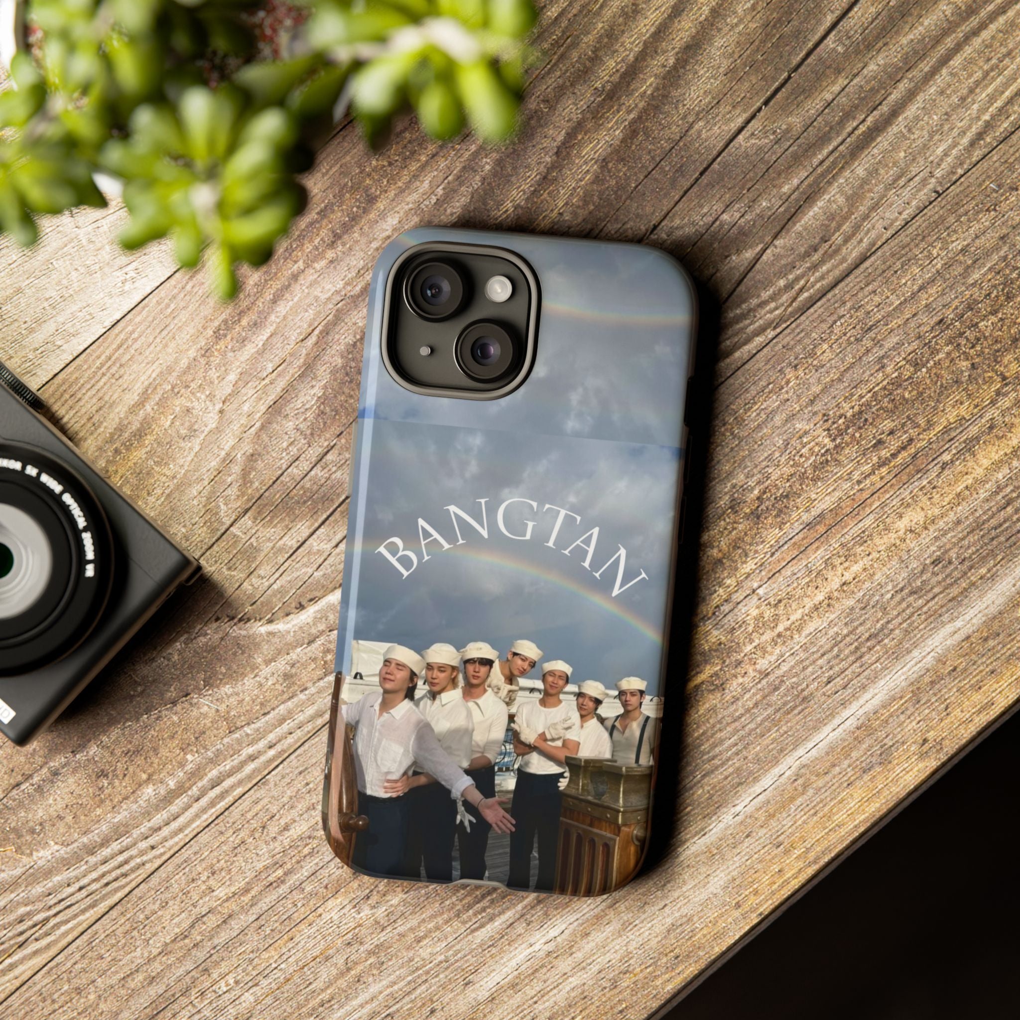 Cute Sailor BTS Swim phone case for iPhone and Samsung, featuring Bangtan Sailor Arirang design on a Printify smartphone case.