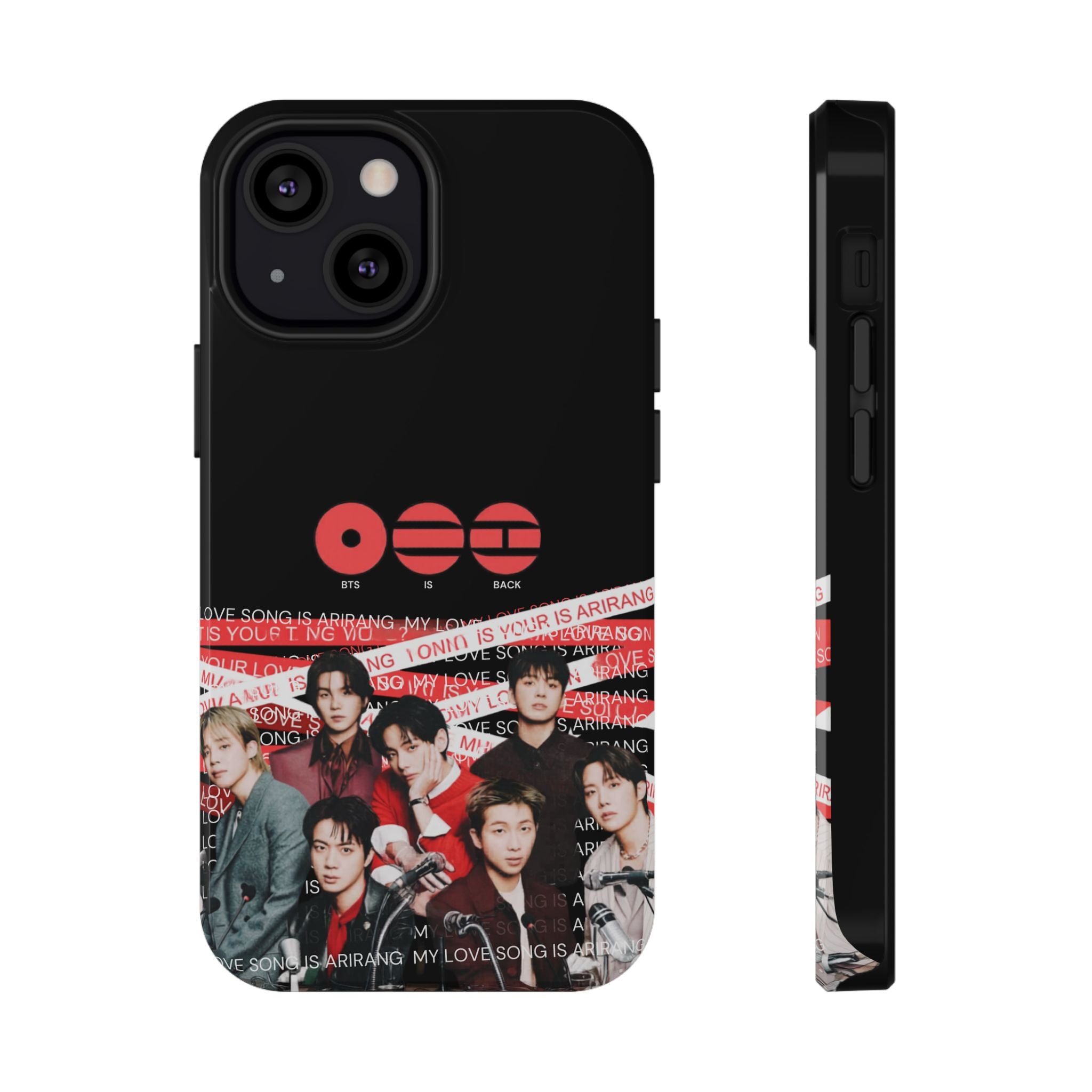 Impact-resistant phone case featuring BTS Bangtan Boys fanmade concert design with K-Pop band photo for popular smartphone models.