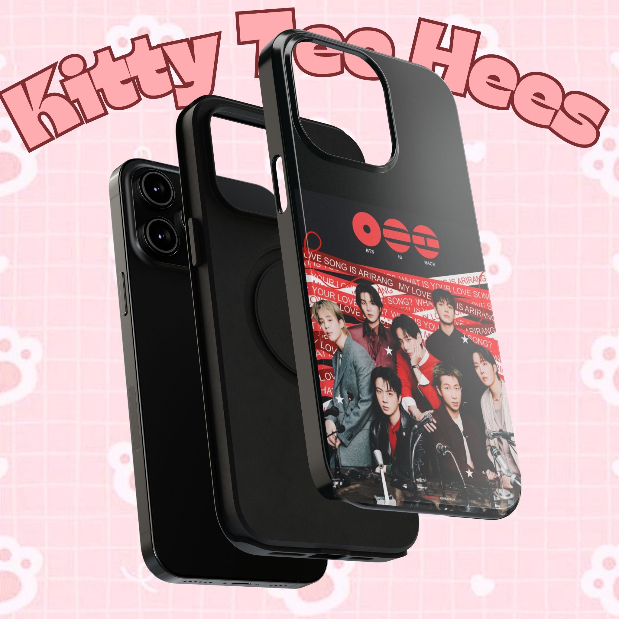 Printify BTS Arirang phone case with Bangtan concert design, impact-resistant K-Pop band photo phone case for 2026.