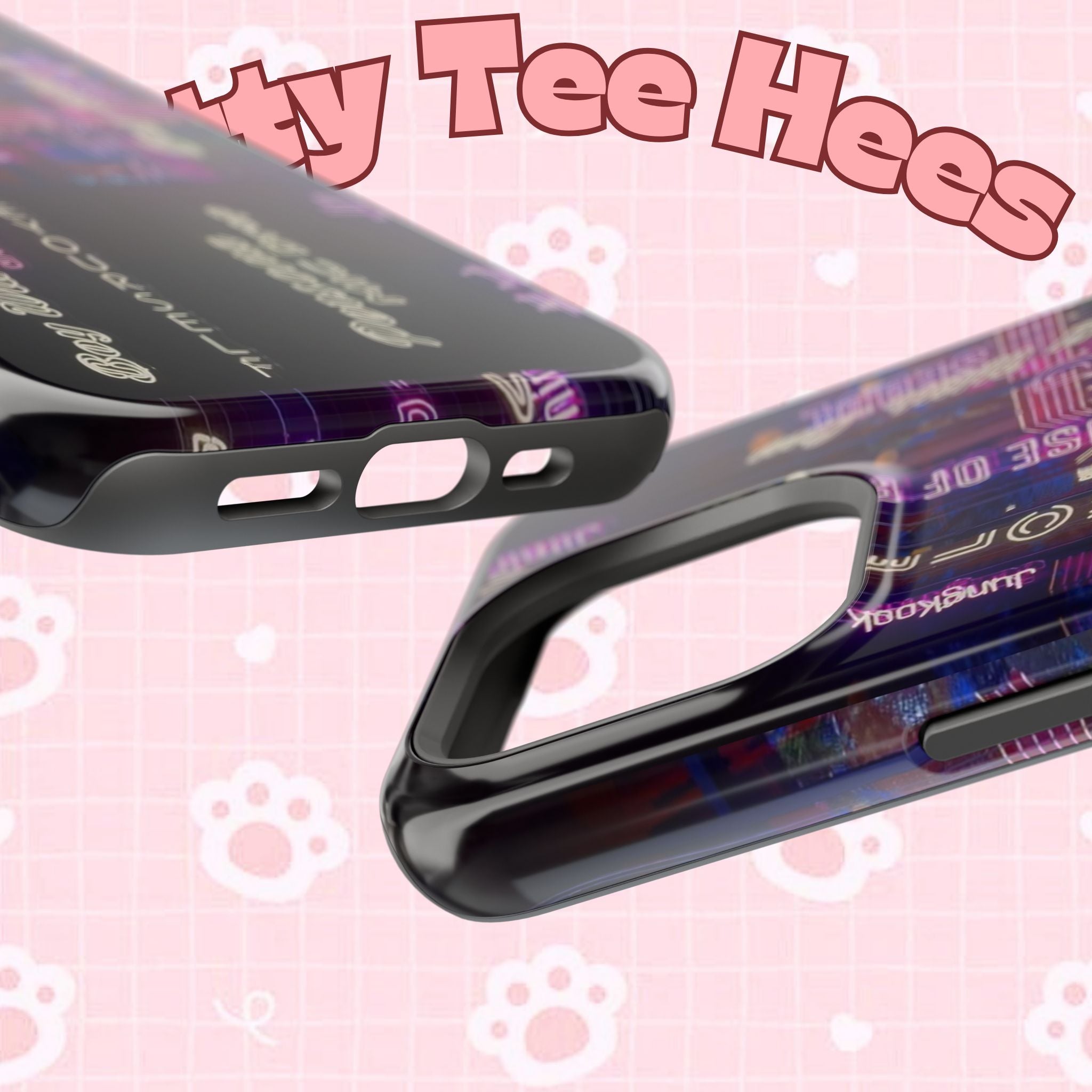 Neon Korean script BTS phone case for iPhone and Samsung, impact-resistant, featuring Bangtan Sonyeondan branding by Printify.