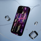 Neon Korean script BTS phone case for iPhone and Samsung, impact-resistant printify product with vibrant design.